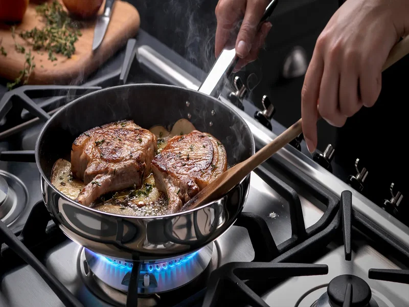 Cooking in a non stick frying pan