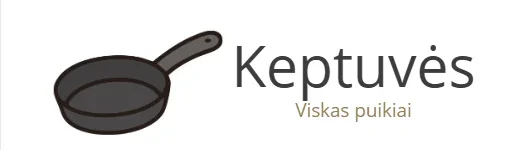 Keptuves viskas puikiai logo that sells frying pans for cooking enthusiasts